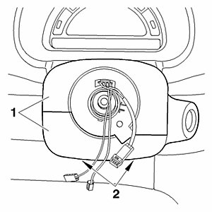 Снятие – установка : Управления под рулевым колесом - Контактное кольцо  1. Снятие