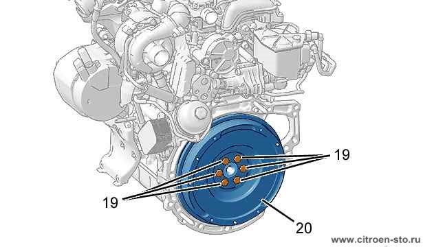 Демонтаж : Двигатель 3.5. Узел сцепления/маховика двигателя