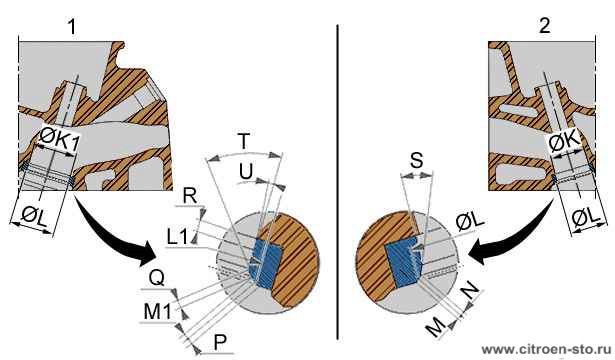 Характеристики : Седла и направляющие втулки клапанов 4. Установленные сёдла клапанов