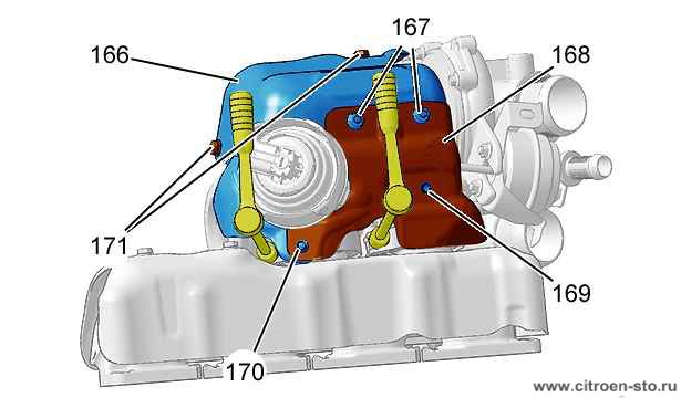 Сборка : Двигателя DW12 2.8. Турбокомпрессор / Клапан системы рециркуляции отработавших газов (DW12B)
