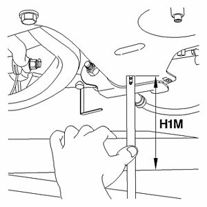 Проверка и регулировка : Рабочая высота автомобиля 4.2. Измерение высоты передней части кузова H1M