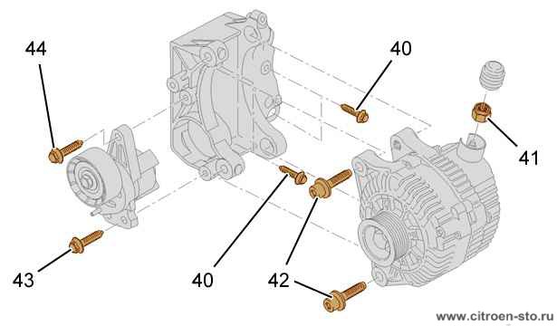 Моменты затяжки : Двигатель tu (8 клапанов) 5.1. Ролик динамического натяжителя